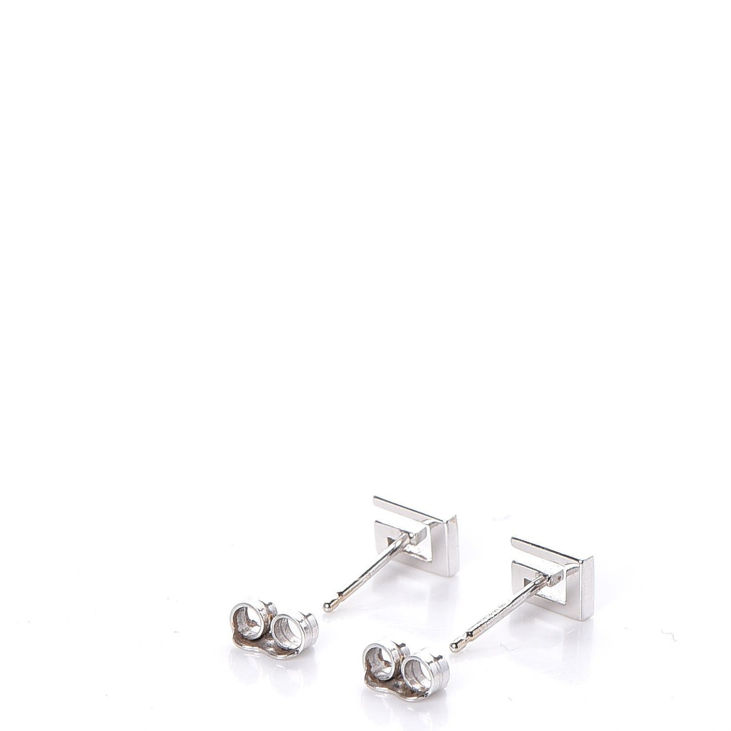18K White Gold G Stud Earrings