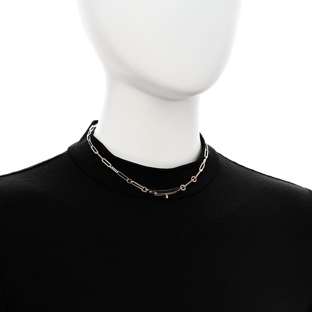18K Yellow Gold Diamond Pave Kelly Chaine Choker Necklace