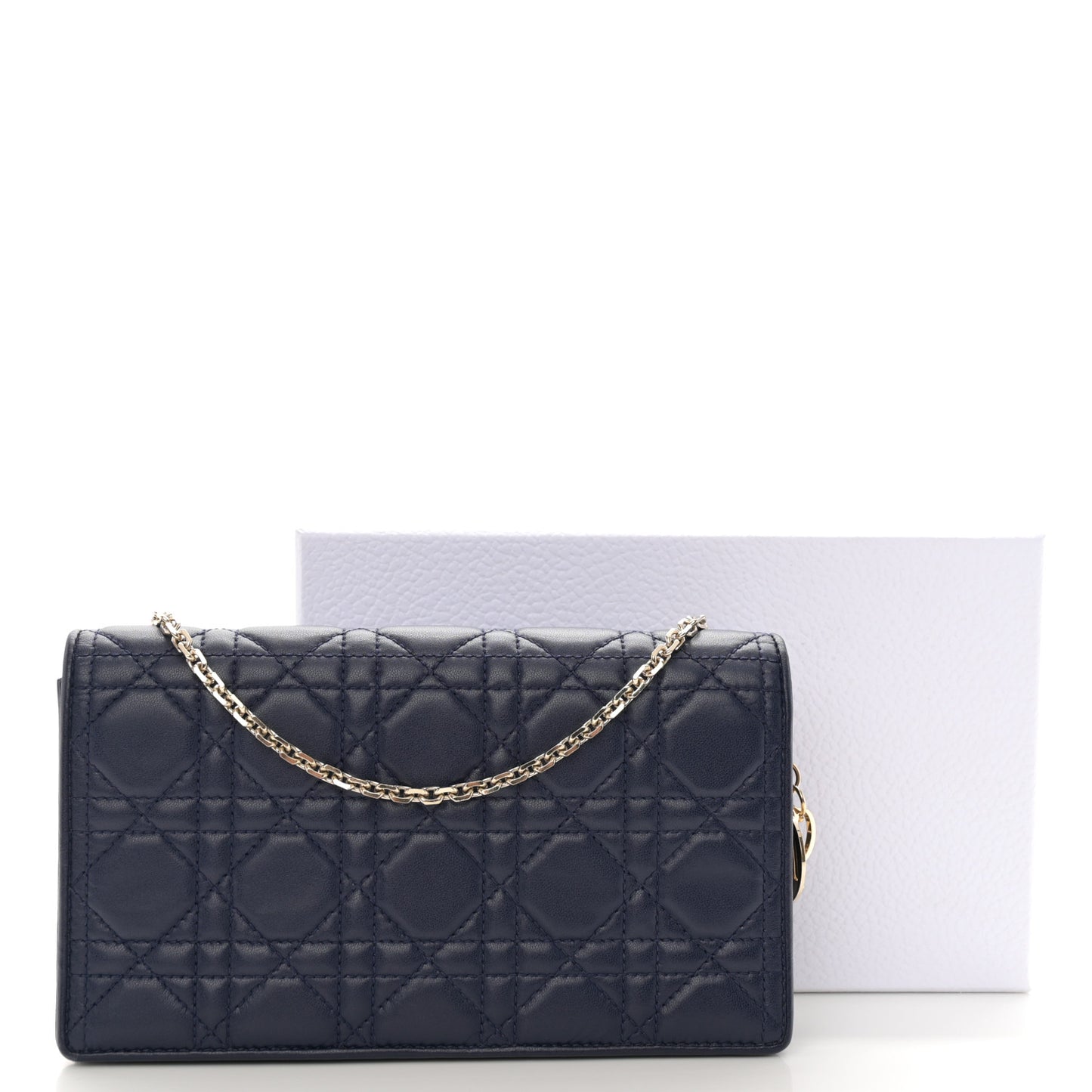 Lambskin Cannage Lady Dior Pouch Navy