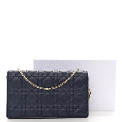 Christian Dior Lambskin Cannage Lady Dior Pouch Navy 13 of 13