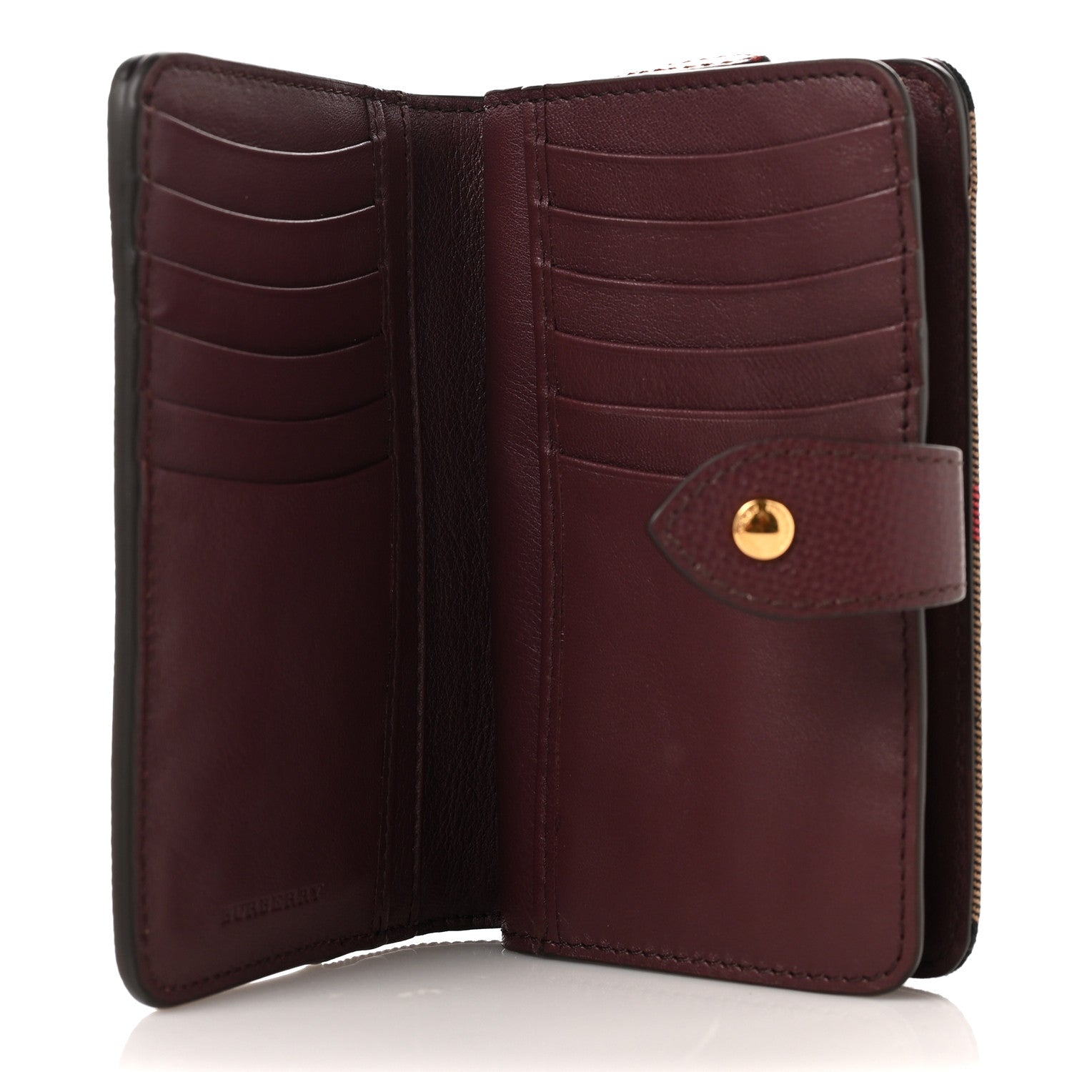 Burberry Calfskin House Check Compact Wallet Burgundy 6 of 9