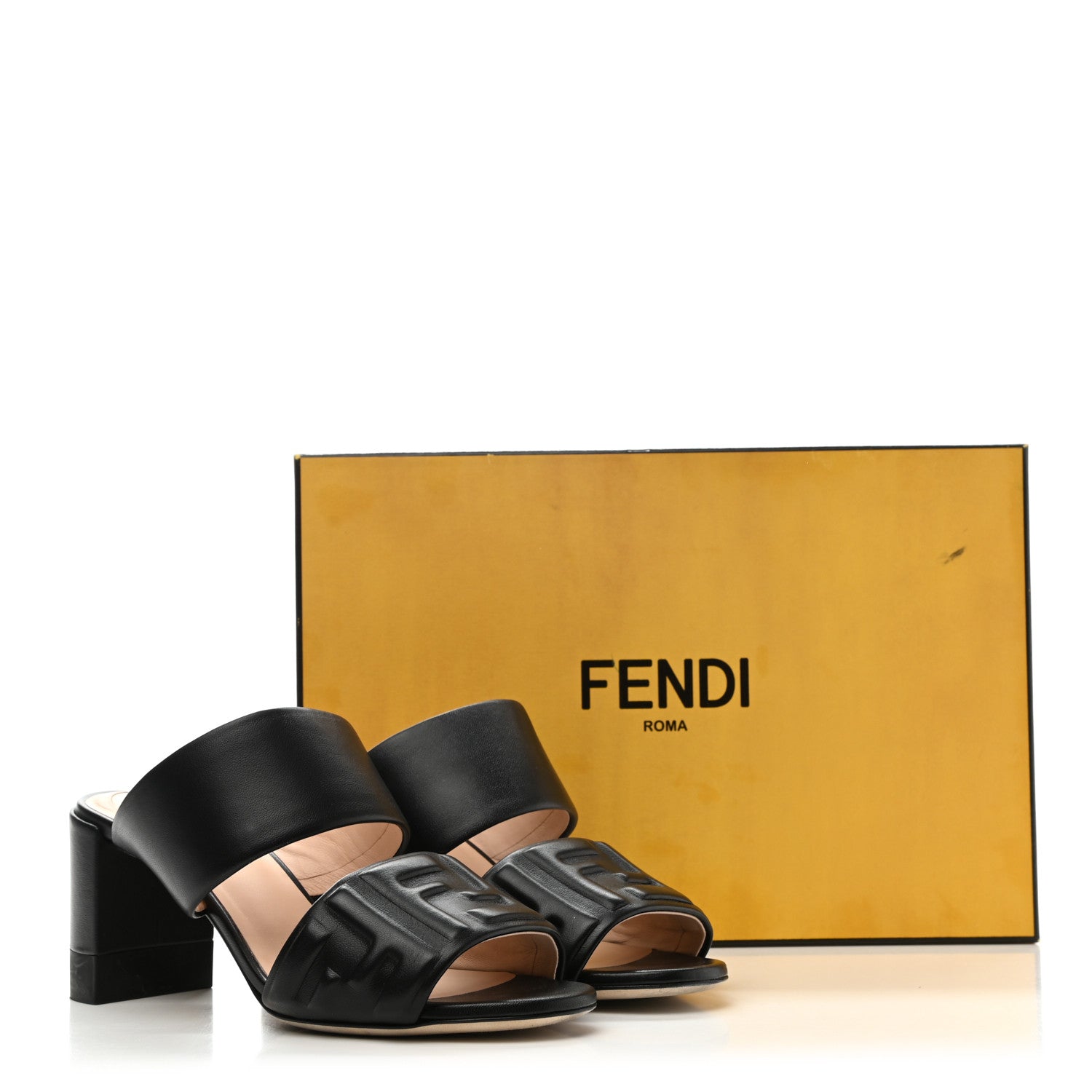 Fendi Nappa FF Embossed Slide Sandals 36 Black 10 of 10