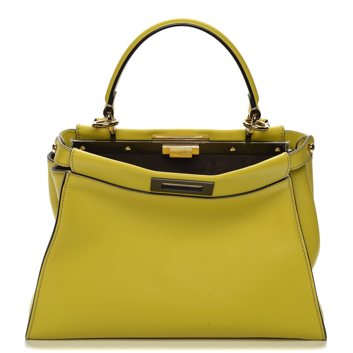 Fendi Vitello Seta Medium Peekaboo Iconic Satchel Cedro 1 of 6