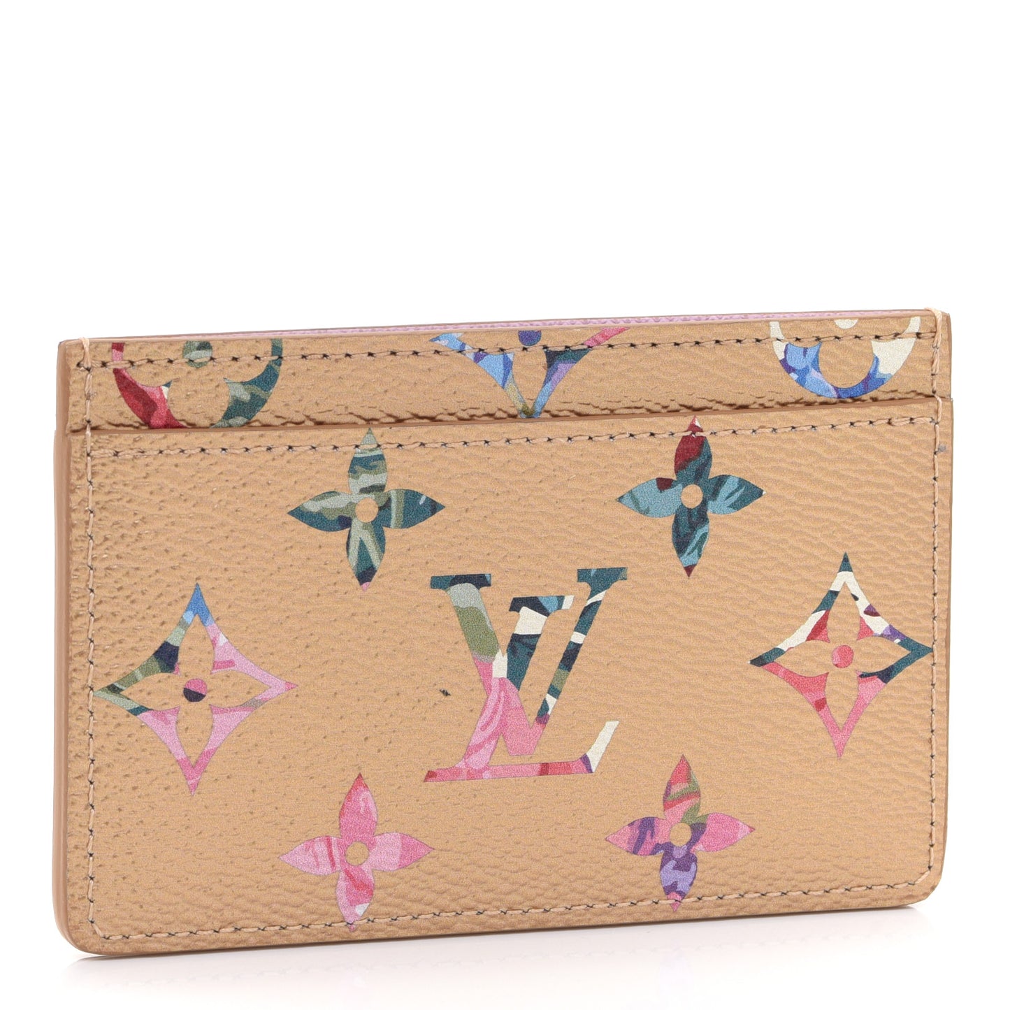 Metallic Monogram LV Garden Card Holder Gold