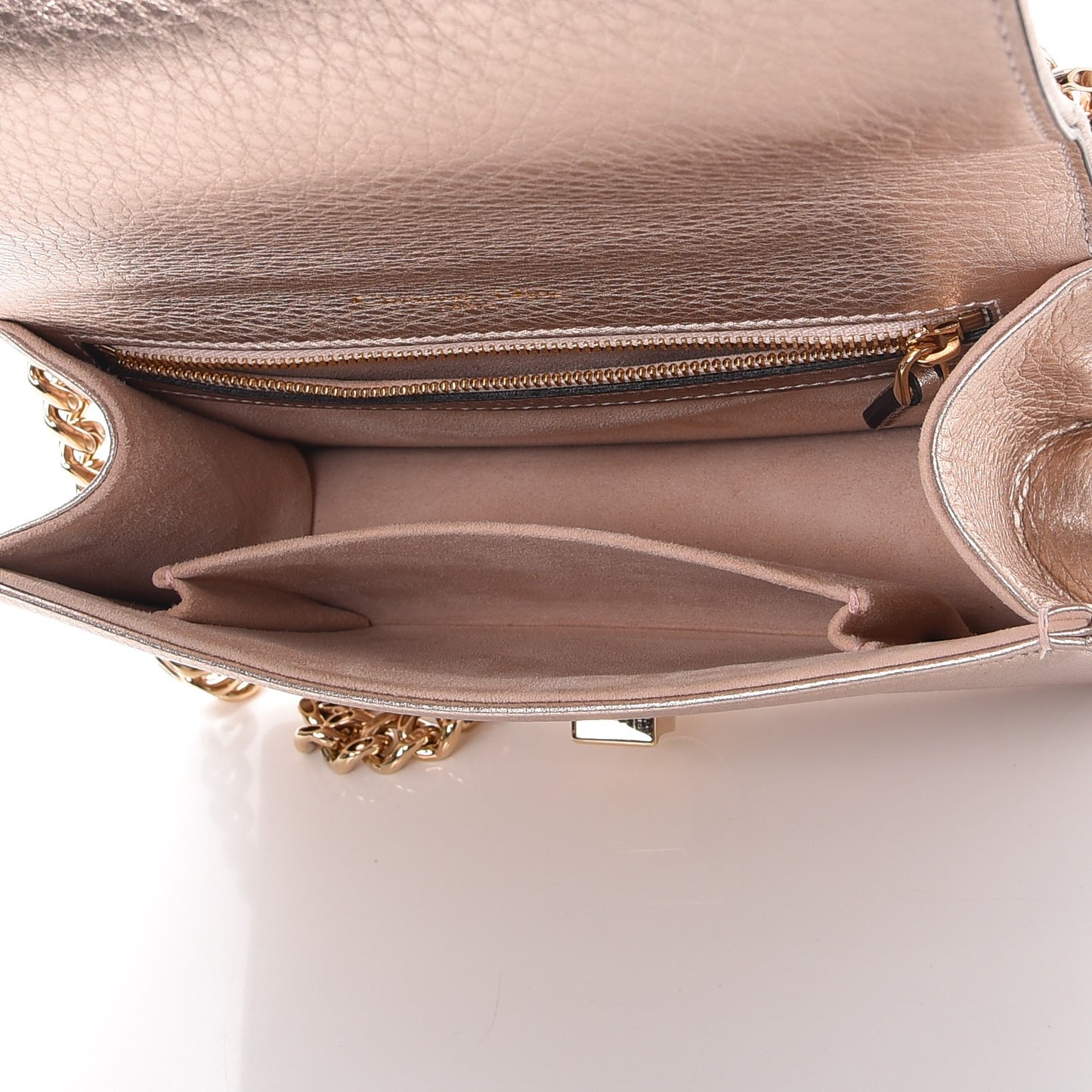 Metallic Grained Calfskin Small Diorama Flap Bag Copper