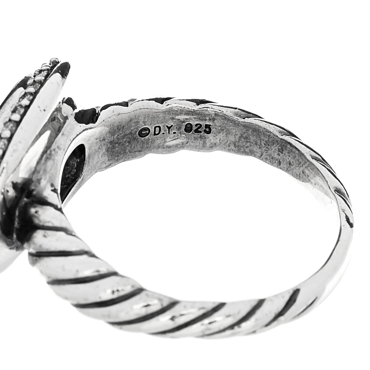 David Yurman Sterling Silver Diamond Blue Topaz 10mm Noblesse Ring 53 6.25 5 of 5