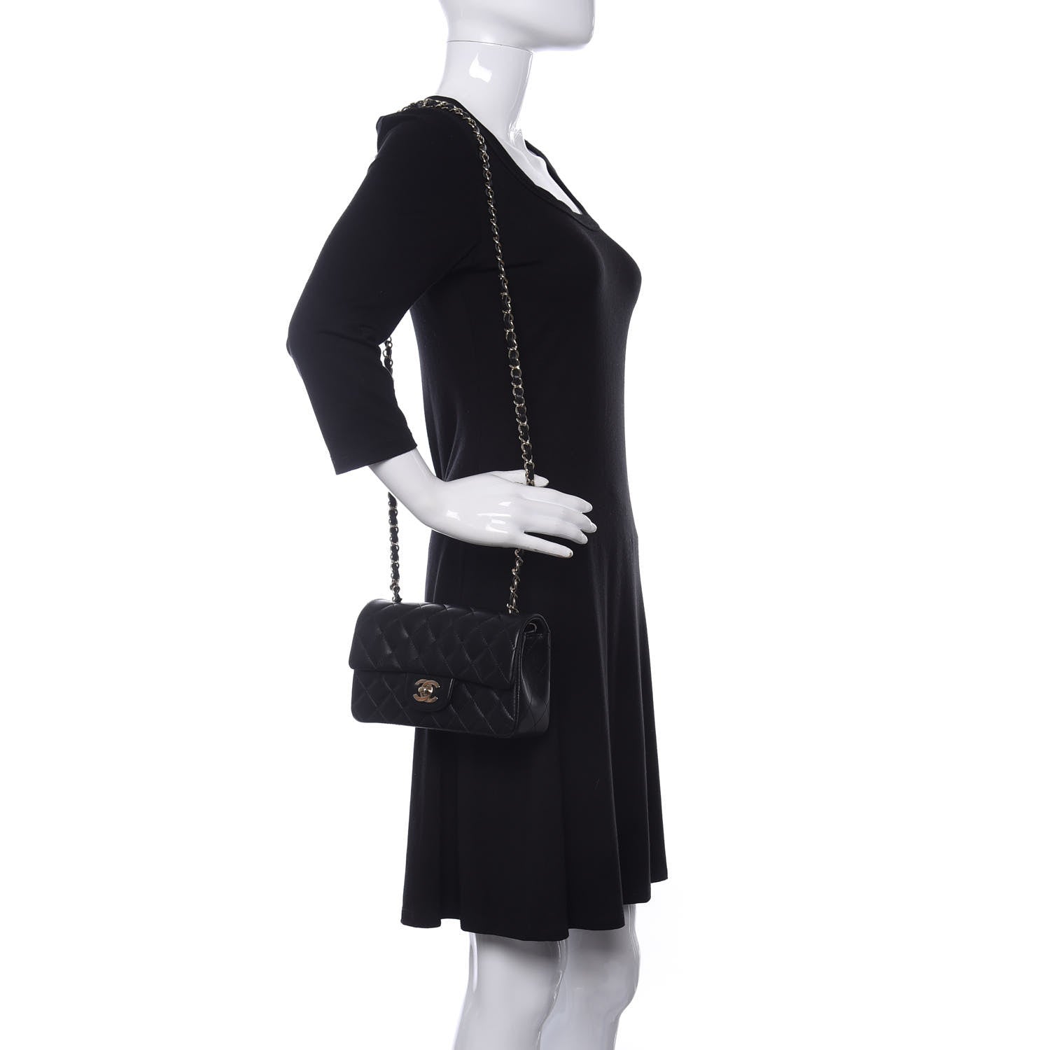 Chanel Lambskin Quilted Mini Rectangular Flap Black 2 of 12