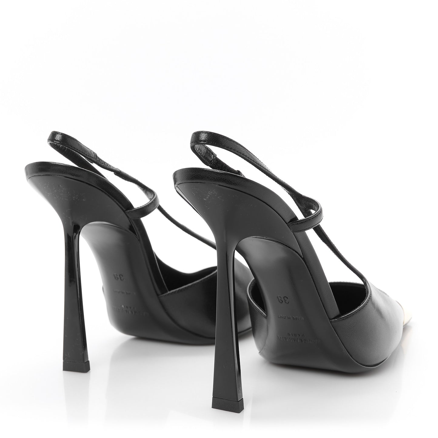 Smooth Calfskin Jeanne 110 Slingback Pumps 38 Black Gold