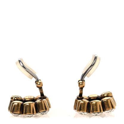 Gucci Metal Crystal Double G Clip On Earrings Aged Gold 3 of 4