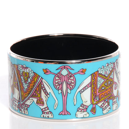 Hermes Enamel Printed Elephant Torana Extra Wide Bracelet 65 4 of 7