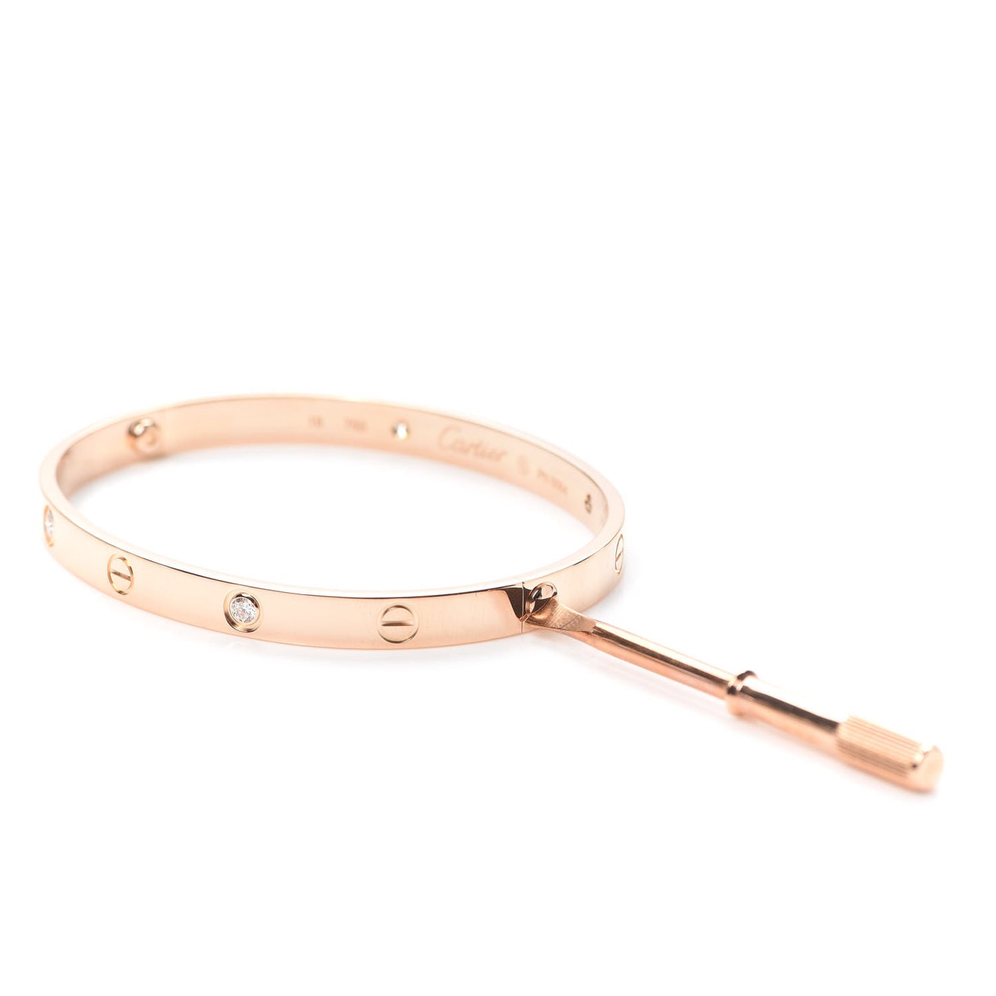 18K Pink Gold 4 Diamond LOVE Bracelet 19