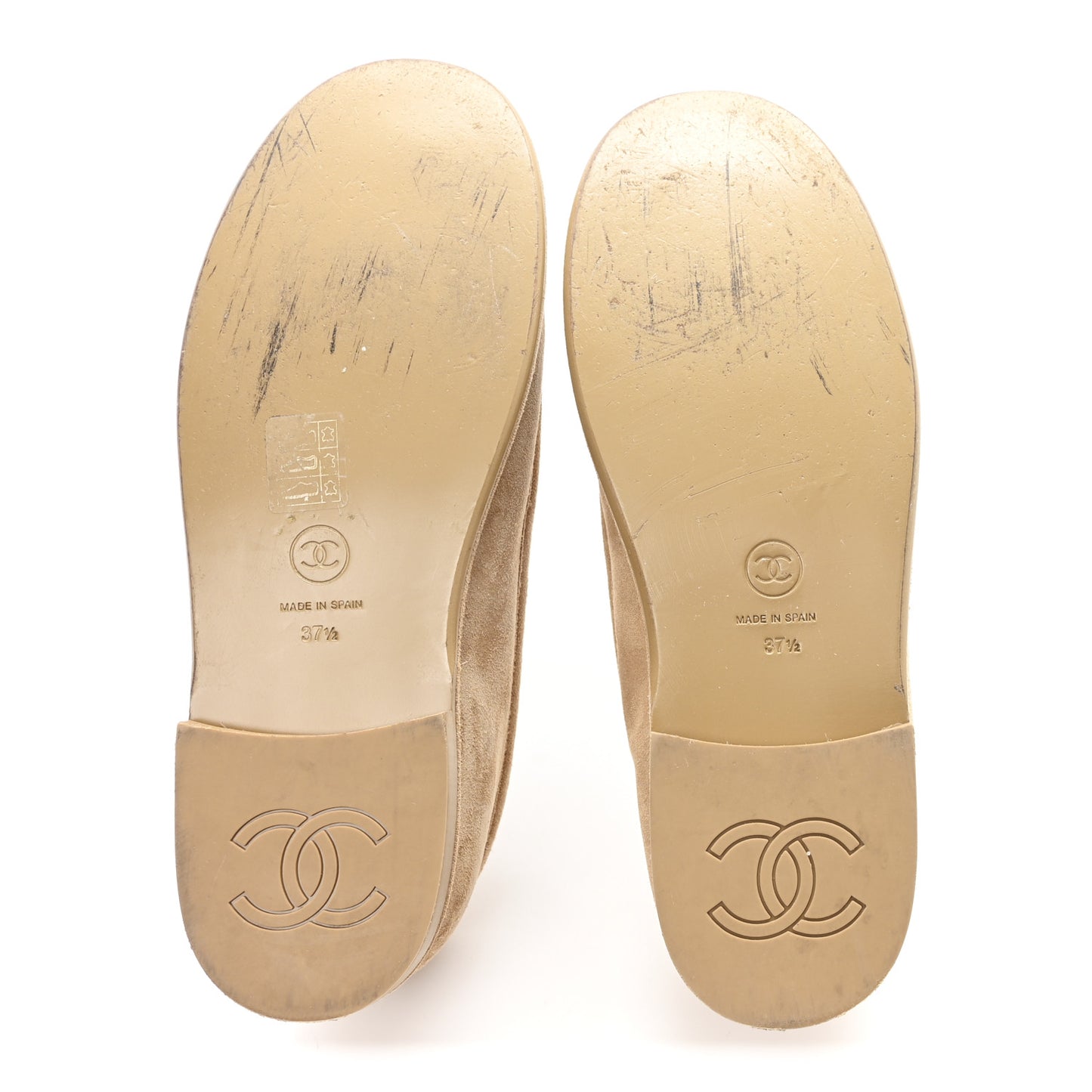 Suede Calfskin CC Loafers 37.5 Dark Beige
