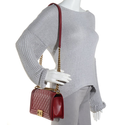 Chanel Lambskin Quilted Medium Boy Flap Dark Red 2 of 9