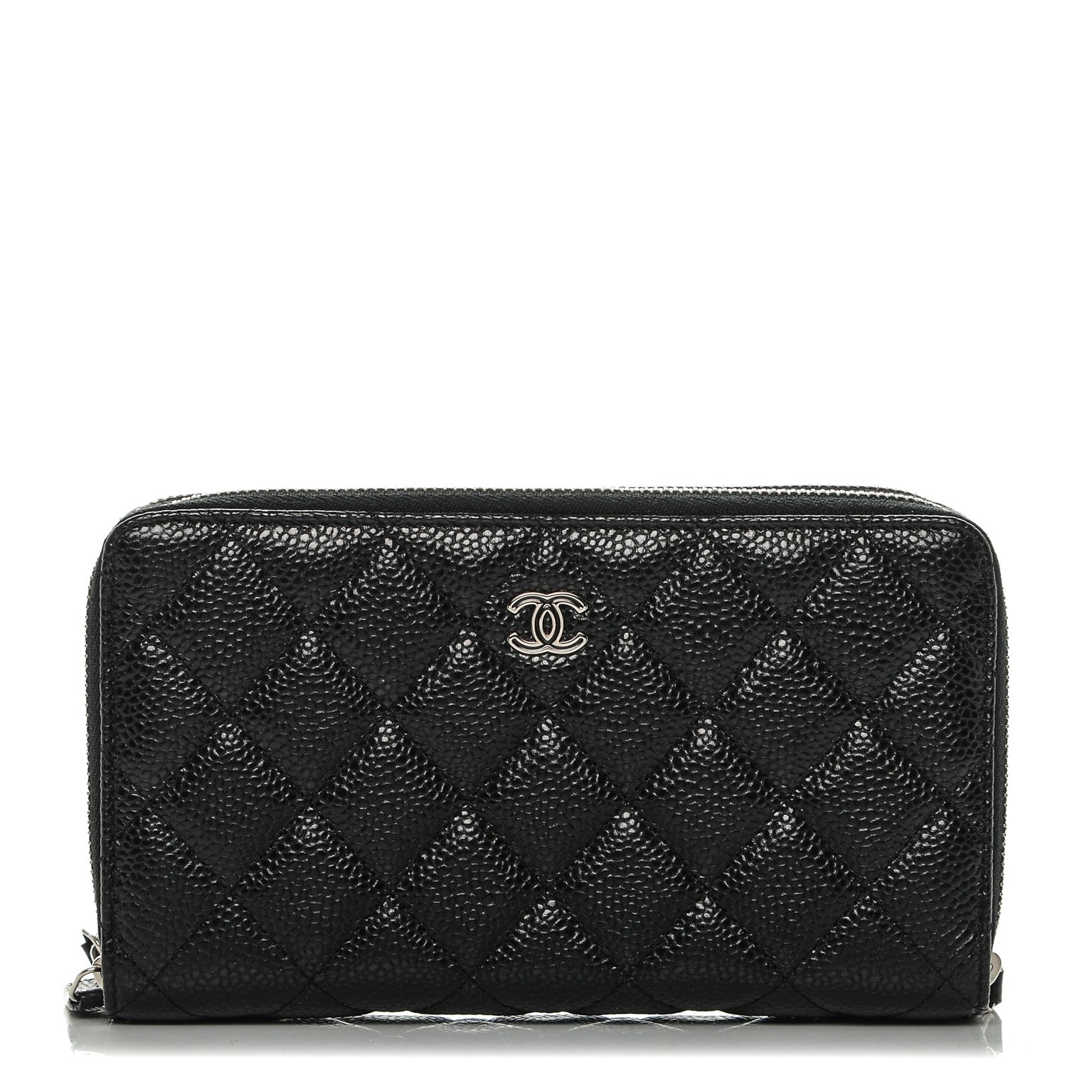 Chanel Caviar Quilted Large Zip Around Phone Holder Black 1 of 7