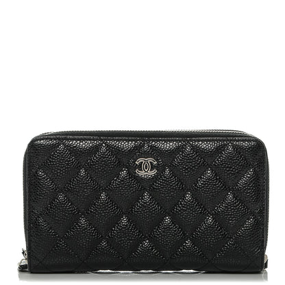 Chanel Caviar Quilted Large Zip Around Phone Holder Black 1 of 7