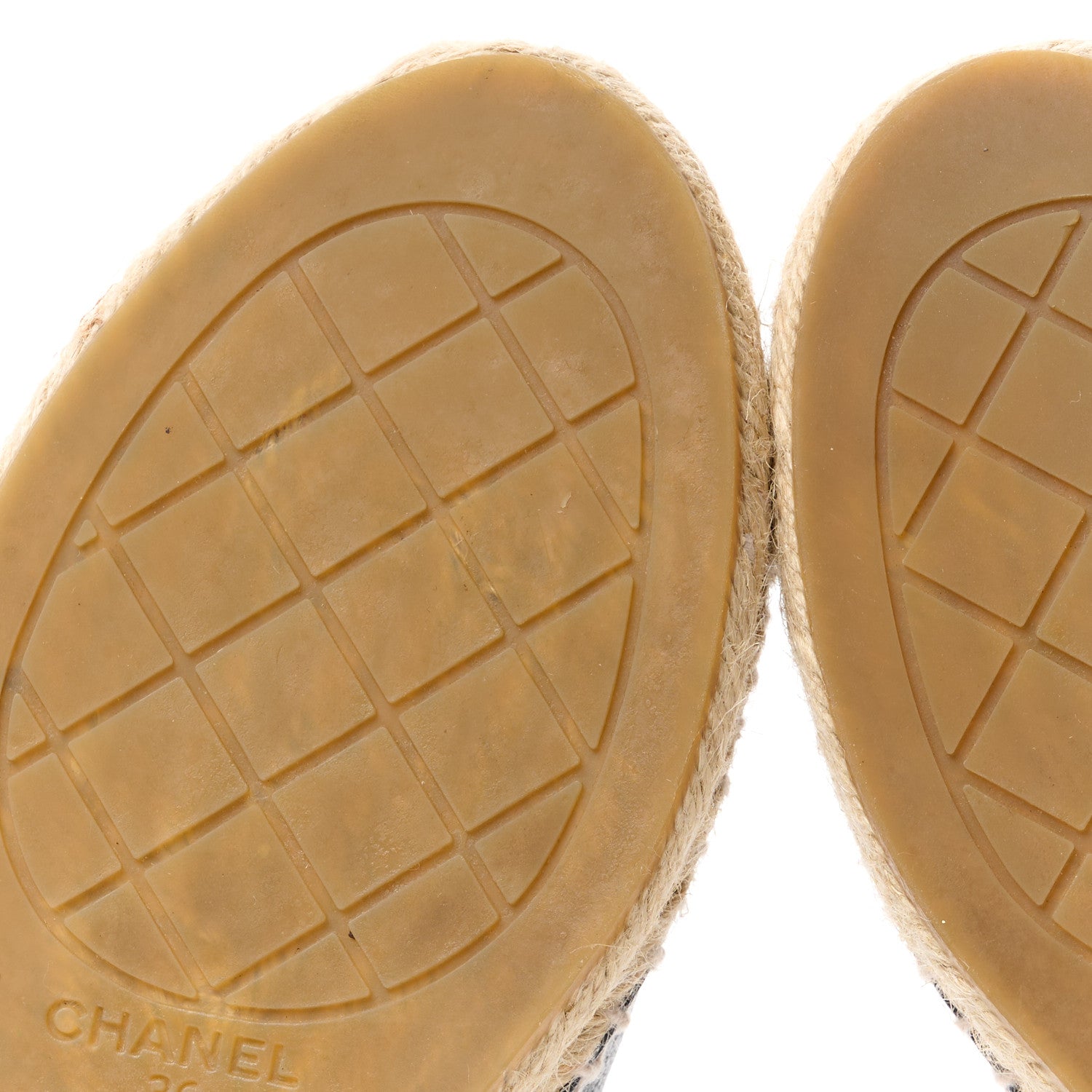 Chanel Grained Calfskin CC Espadrilles 36 Navy Black 10 of 11