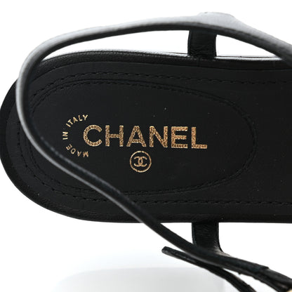 Chanel Lambskin Chain CC Logo Thong Sandals 38 Black 5 of 7