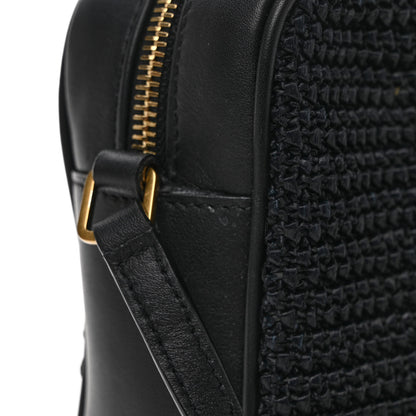 Saint Laurent Raffia Canvas Monogram Lou Camera Bag Black 5 of 10