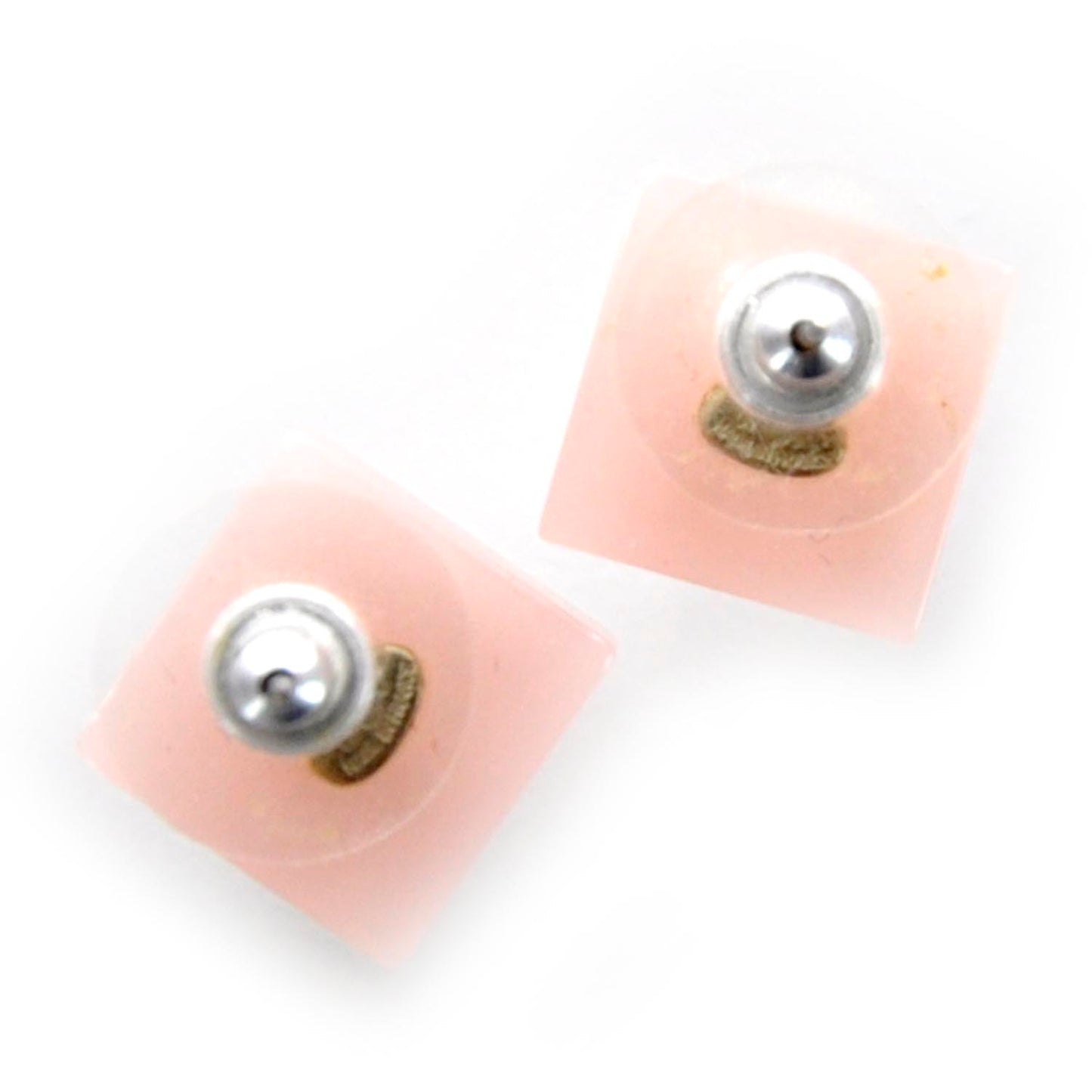 Resin Baguette Crystal Geometric Square CC Earrings Pink