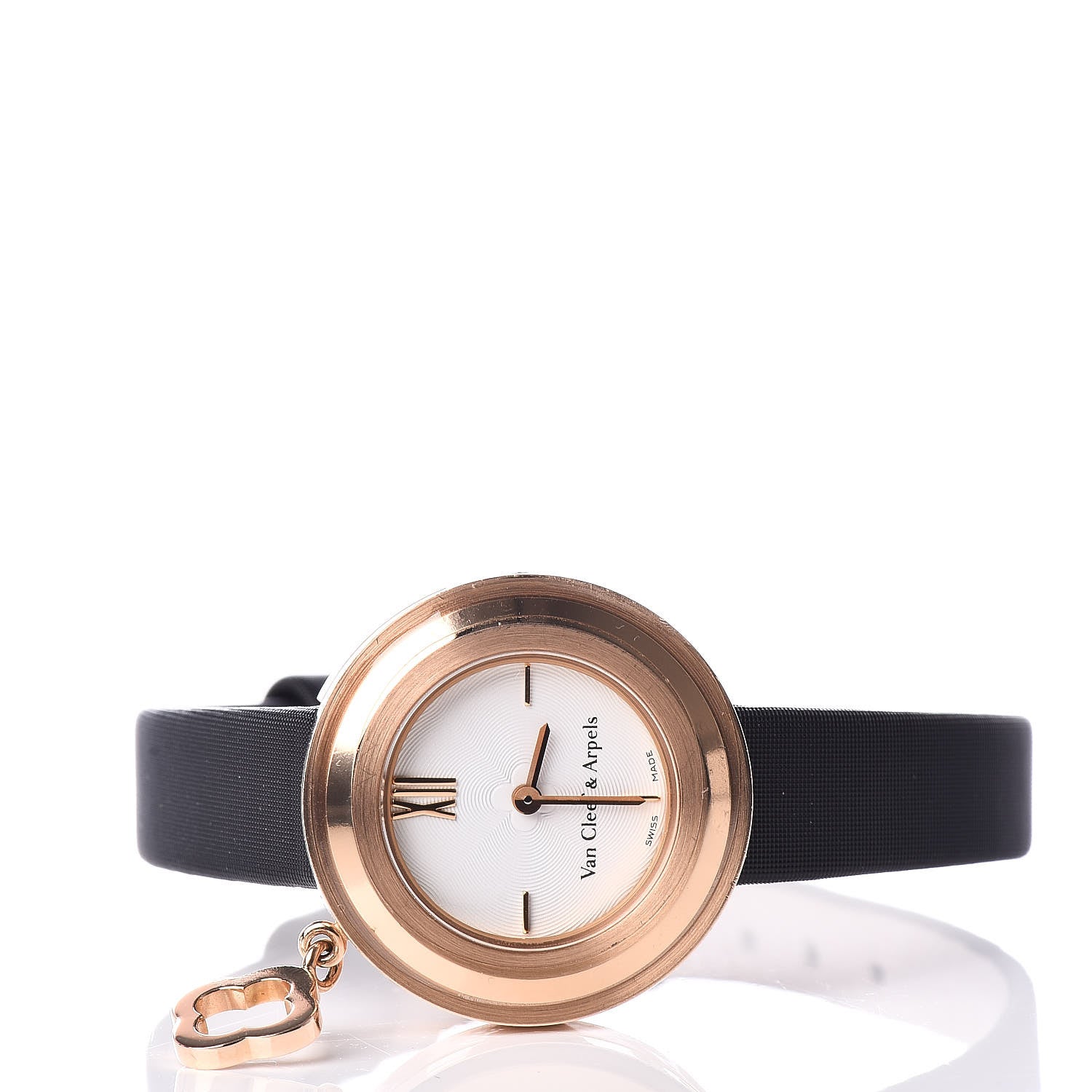 Van Cleef & Arpels 18K Rose Gold Satin 25mm Charms Quartz Watch 3 of 7
