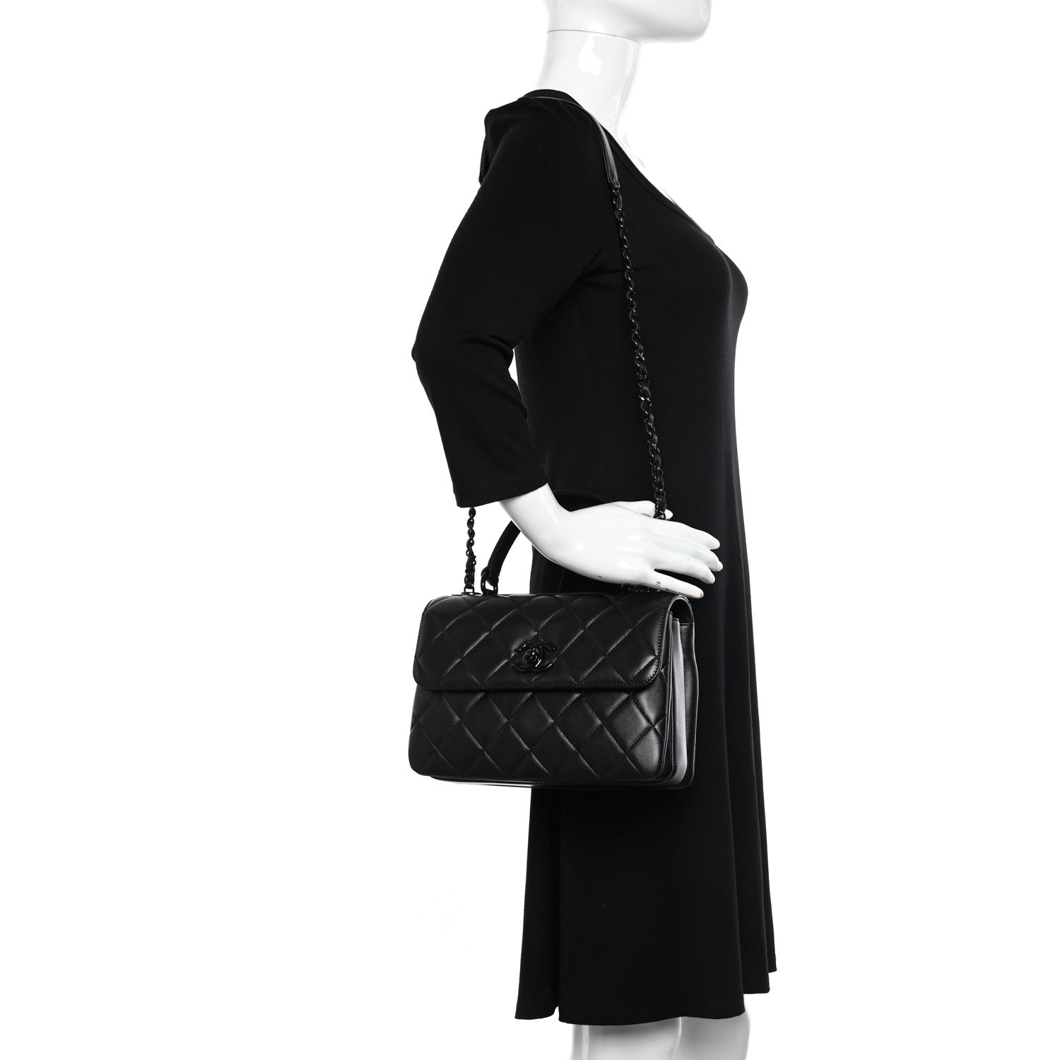 Chanel Lambskin Quilted Small Trendy CC Dual Handle Flap Bag So Black 2 of 11