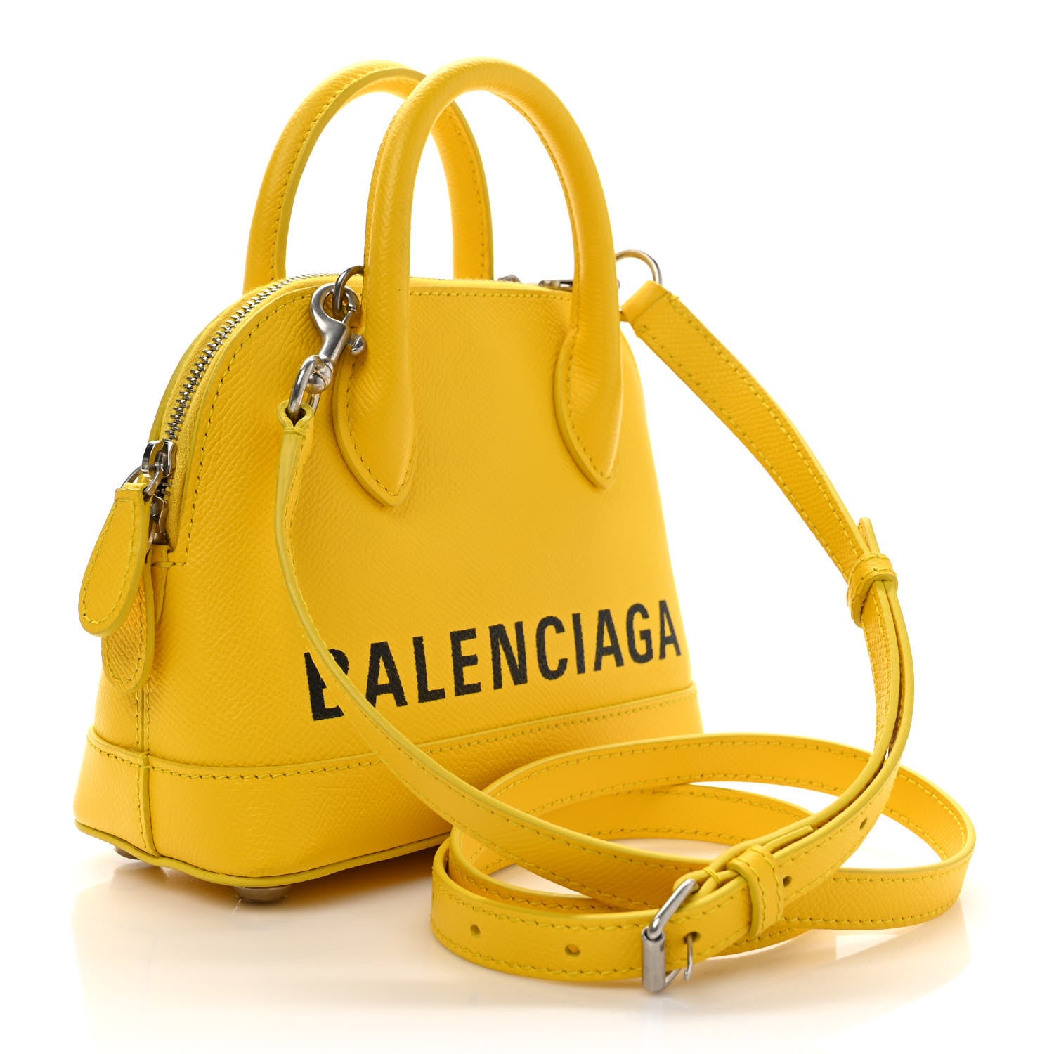 Balenciaga Signature Grained Calfskin Logo XXS Ville Top Handle Bag Jaune Black 3 of 8