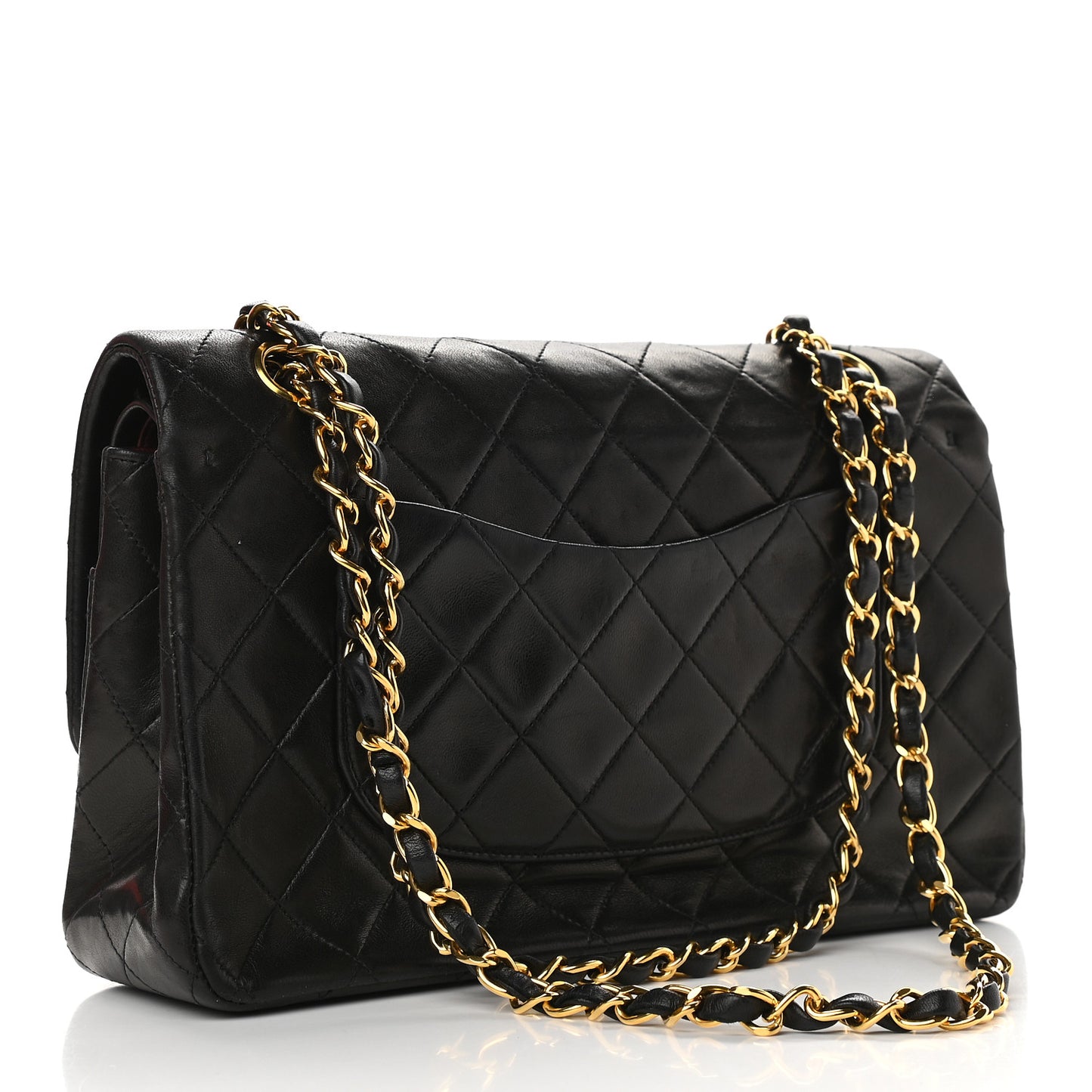 Lambskin Quilted Medium Double Flap Black
