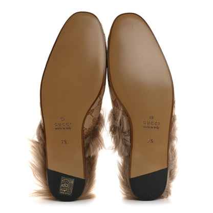 Gucci GG Monogram Fur Mens Princetown Slippers 7.5 Beige Ruggine Rust 6 of 8