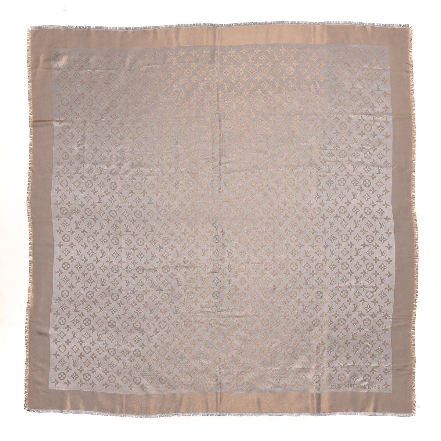 Silk Lurex Wool Monogram Shine Shawl Greige