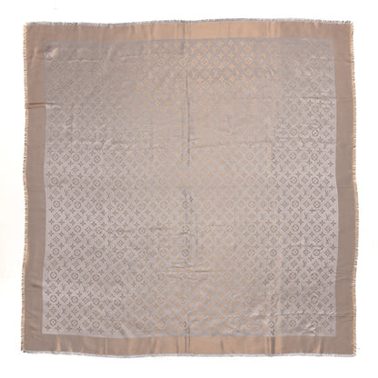 Louis Vuitton Silk Lurex Wool Monogram Shine Shawl Greige 1 of 4