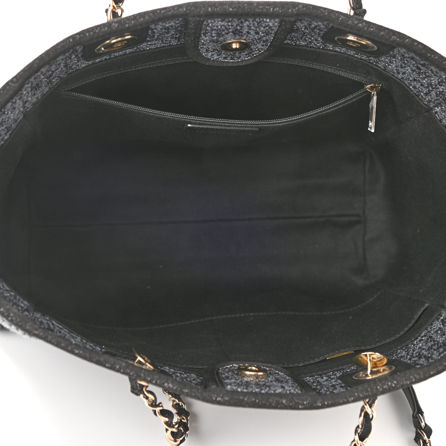 Chanel Mixed Fibers Calfskin Small Deauville Tote Black 5 of 10