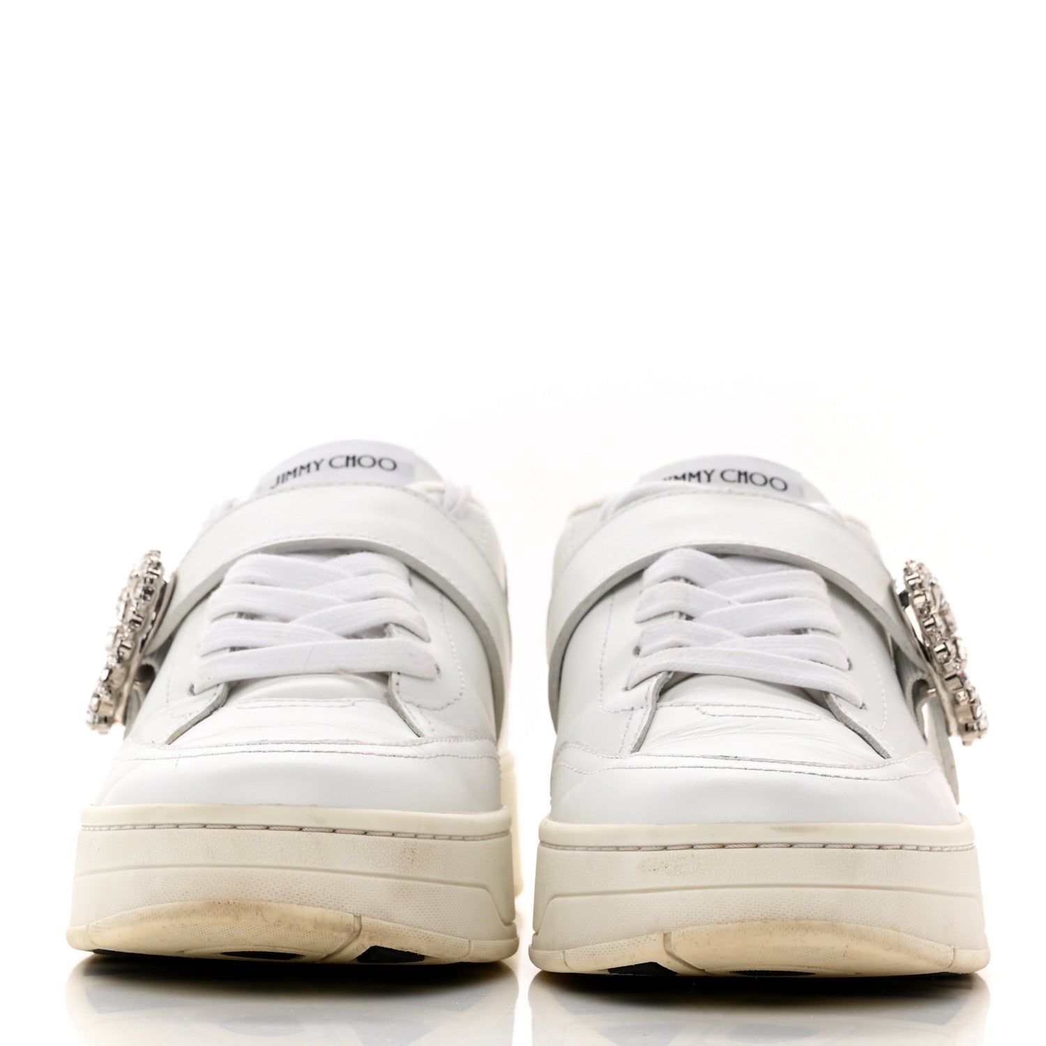 Jimmy Choo Calfskin Crystal Osaka Oakland Sneaker 36 White Silver 2 of 6