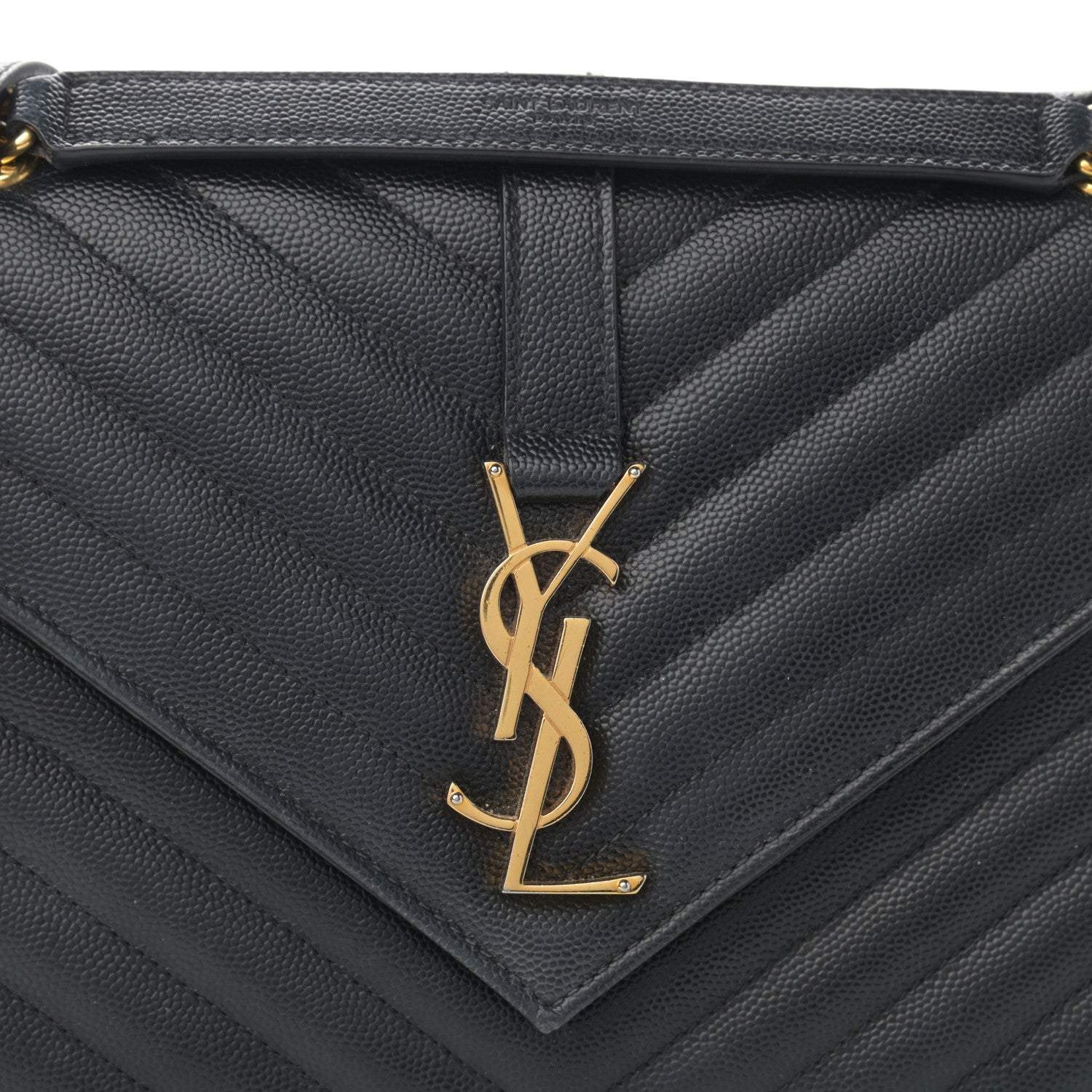 Saint Laurent Grain De Poudre Matelasse Chevron Medium Monogram Satchel Black 8 of 11