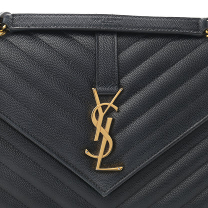 Saint Laurent Grain De Poudre Matelasse Chevron Medium Monogram Satchel Black 8 of 11