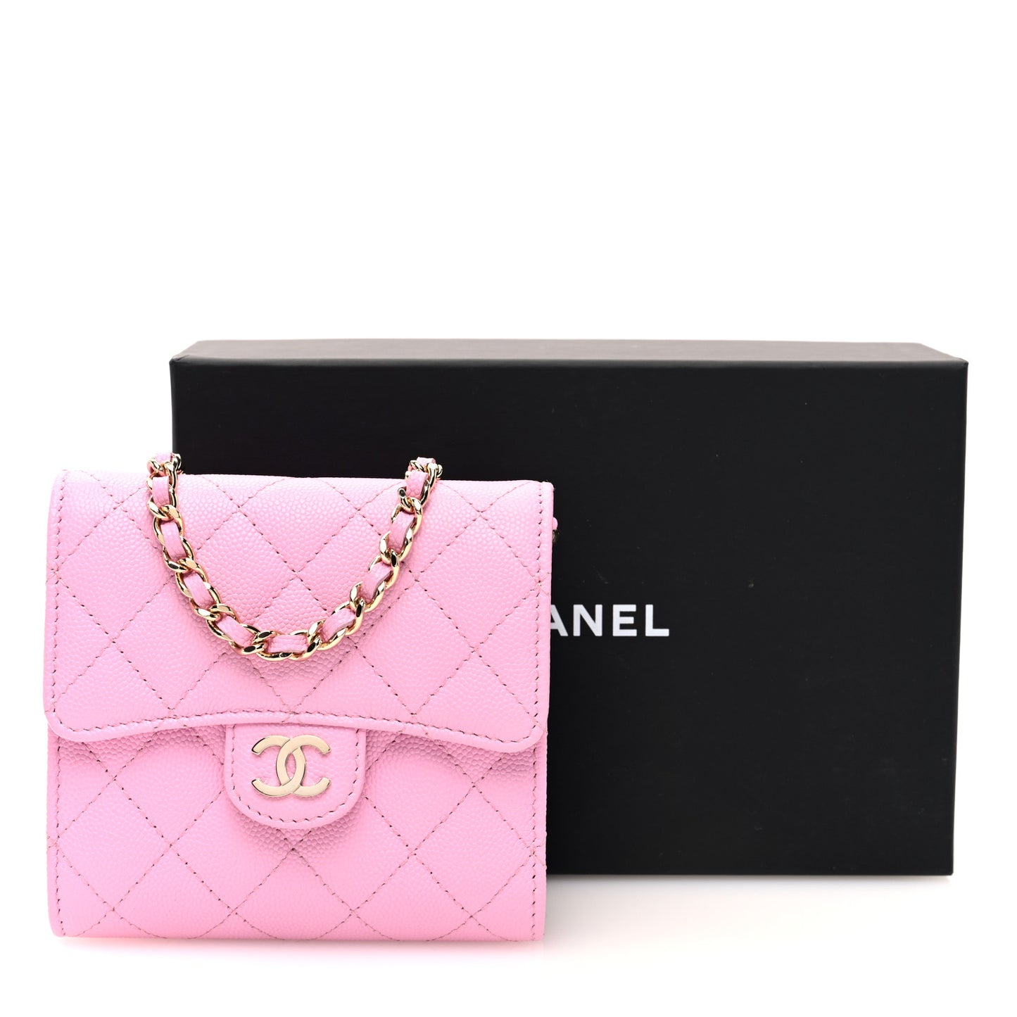 Caviar Quilted Clutch With Chain Bag Pink