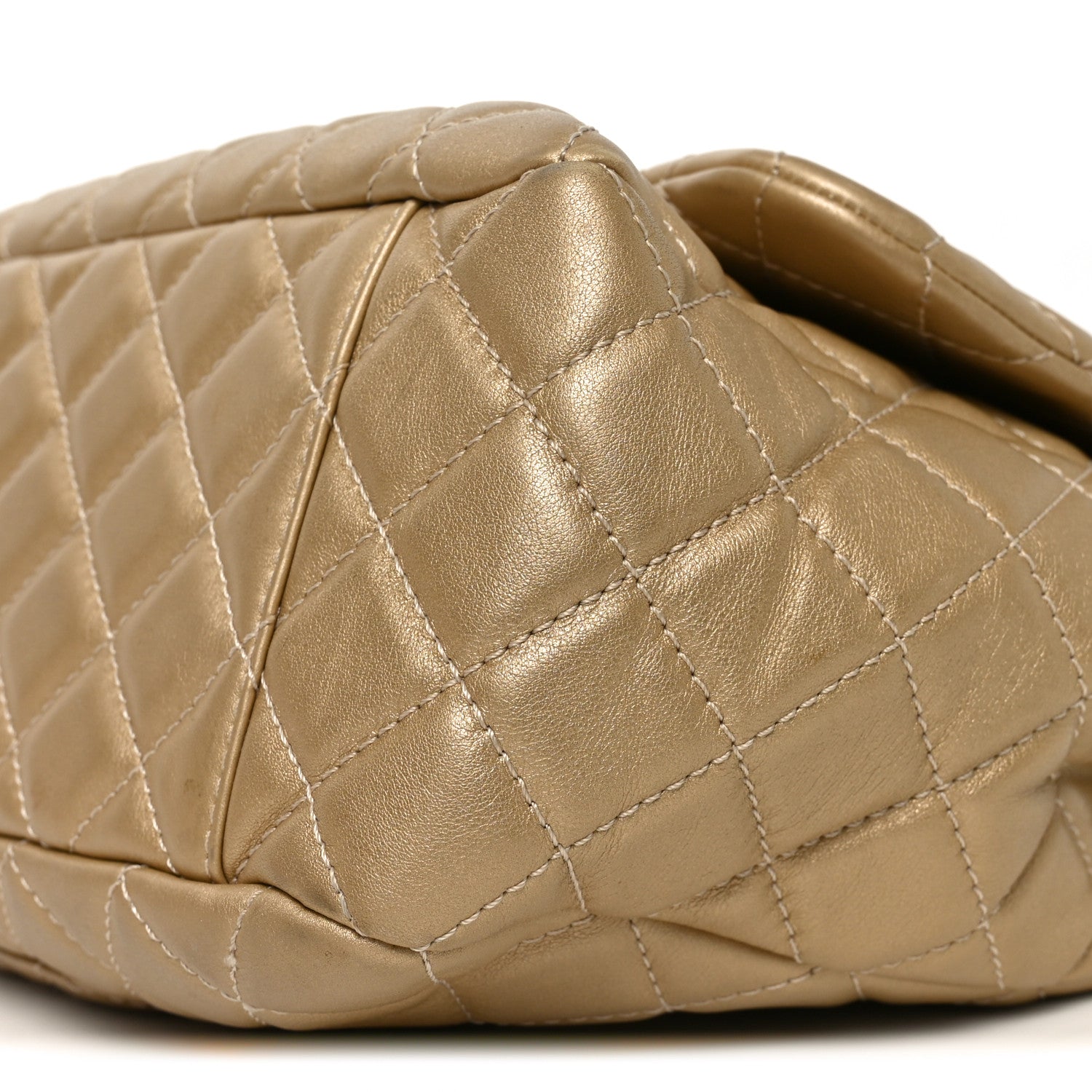 Chanel Metallic Calfskin Quilted Small XXL Travel Flap Bag Gold 10 of 10