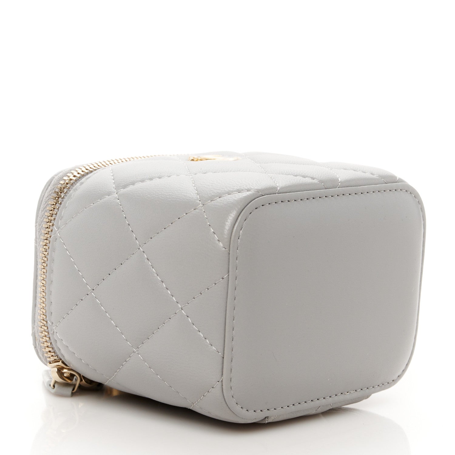 Chanel Lambskin Quilted Pearl Crush Mini Vanity Case With Chain Grey 4 of 10