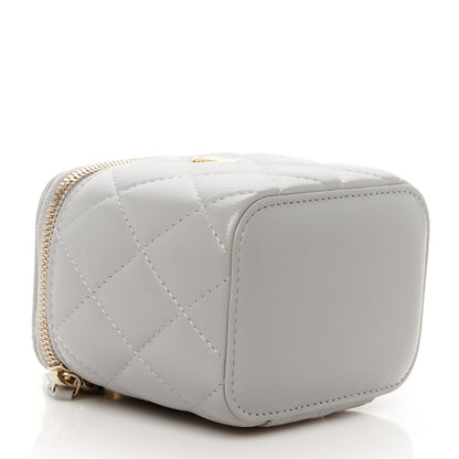 Chanel Lambskin Quilted Pearl Crush Mini Vanity Case With Chain Grey 4 of 10