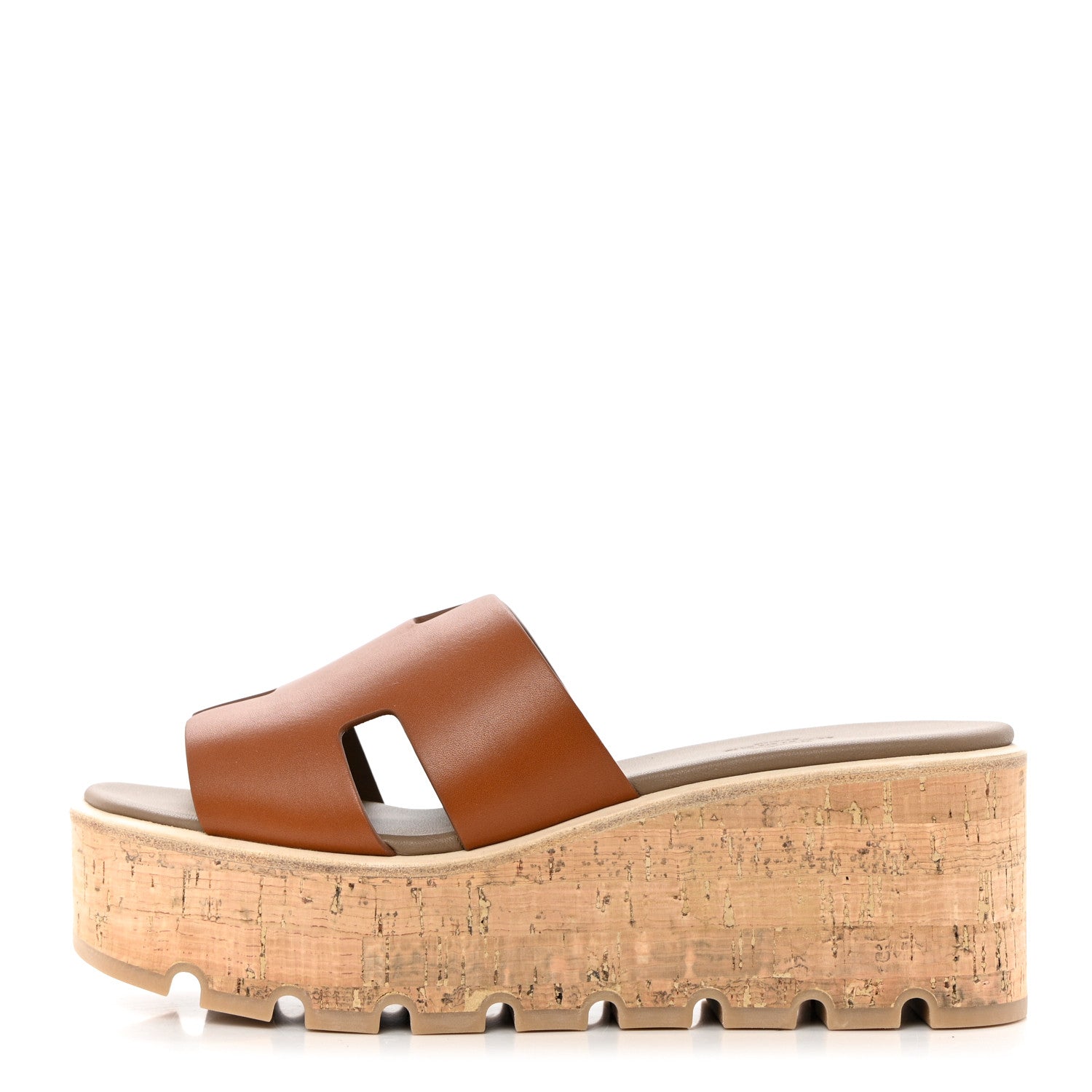 Hermes Calfskin Cork Eze 30 Sandals 38 Marron Glaise 1 of 9
