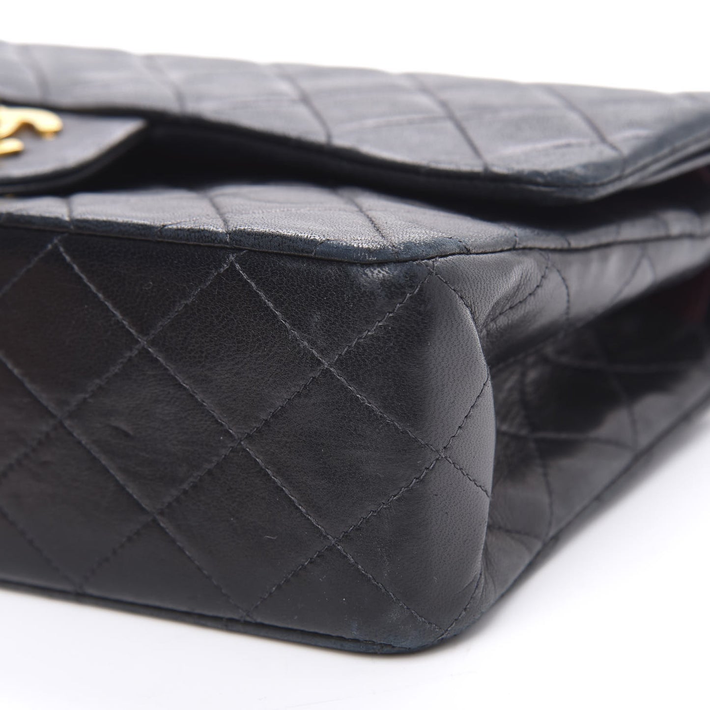 Lambskin Quilted Medium Double Flap Black
