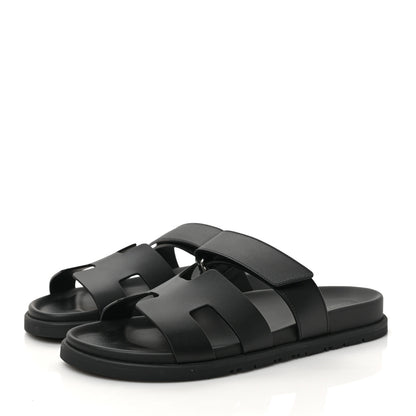 Hermes Calfskin Womens Chypre Sandals 40.5 Black 3 of 10