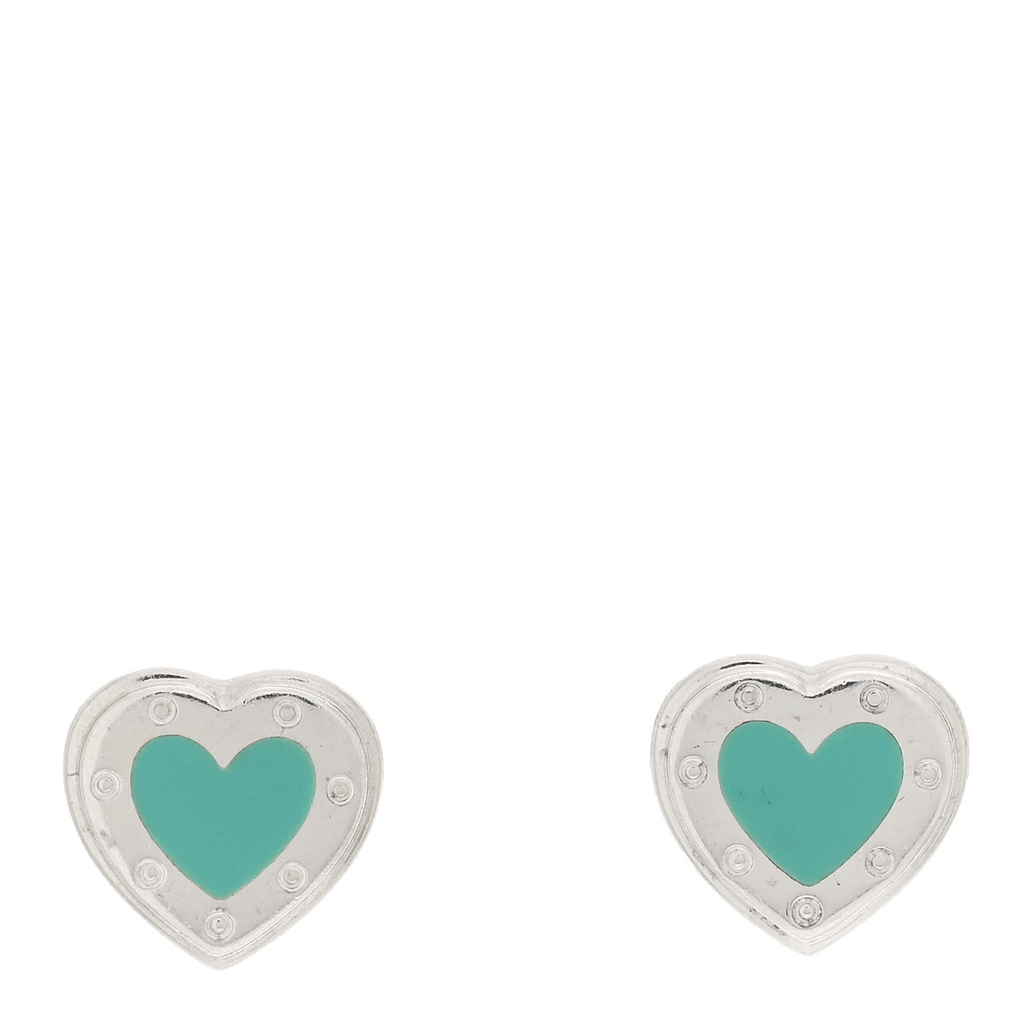 Tiffany Sterling Silver Enamel Mini Return to Tiffany Love Heart Earrings Blue 1 of 4