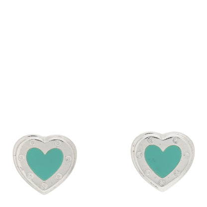 Tiffany Sterling Silver Enamel Mini Return to Tiffany Love Heart Earrings Blue 1 of 4