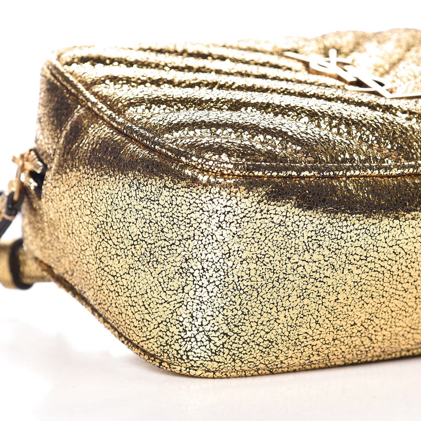 Crinkled Metallic Calfskin Matelasse Monogram Lou Belt Bag Gold