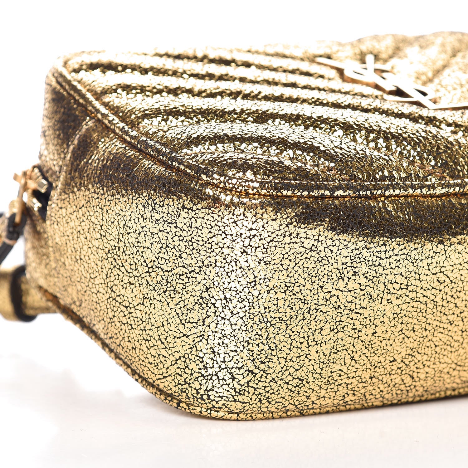 Saint Laurent Crinkled Metallic Calfskin Matelasse Monogram Lou Belt Bag Gold 5 of 9