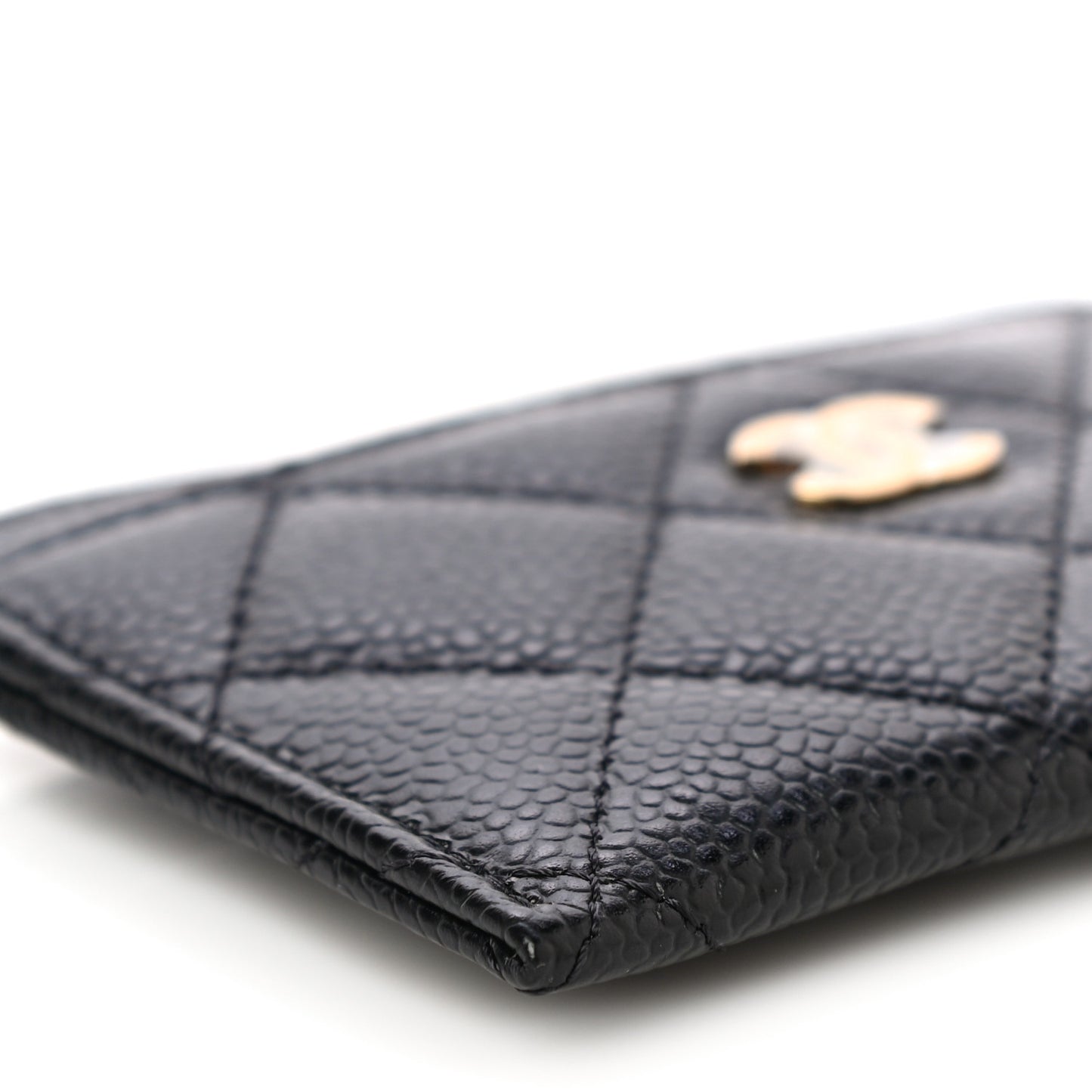 Caviar Quilted Card Holder Black