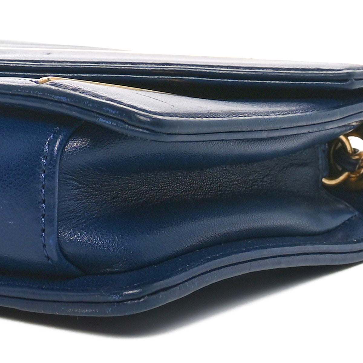 Lambskin Reversed Chevron Quilted Small Flap Navy