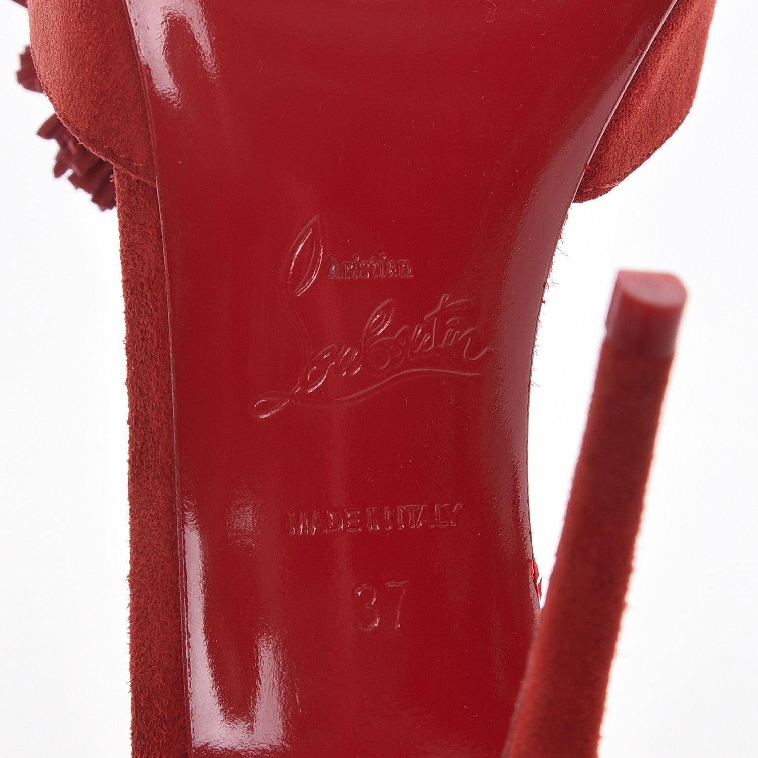 Christian Louboutin Veau Velours Tsarou 100 Pumps 37 Flamenco 6 of 8