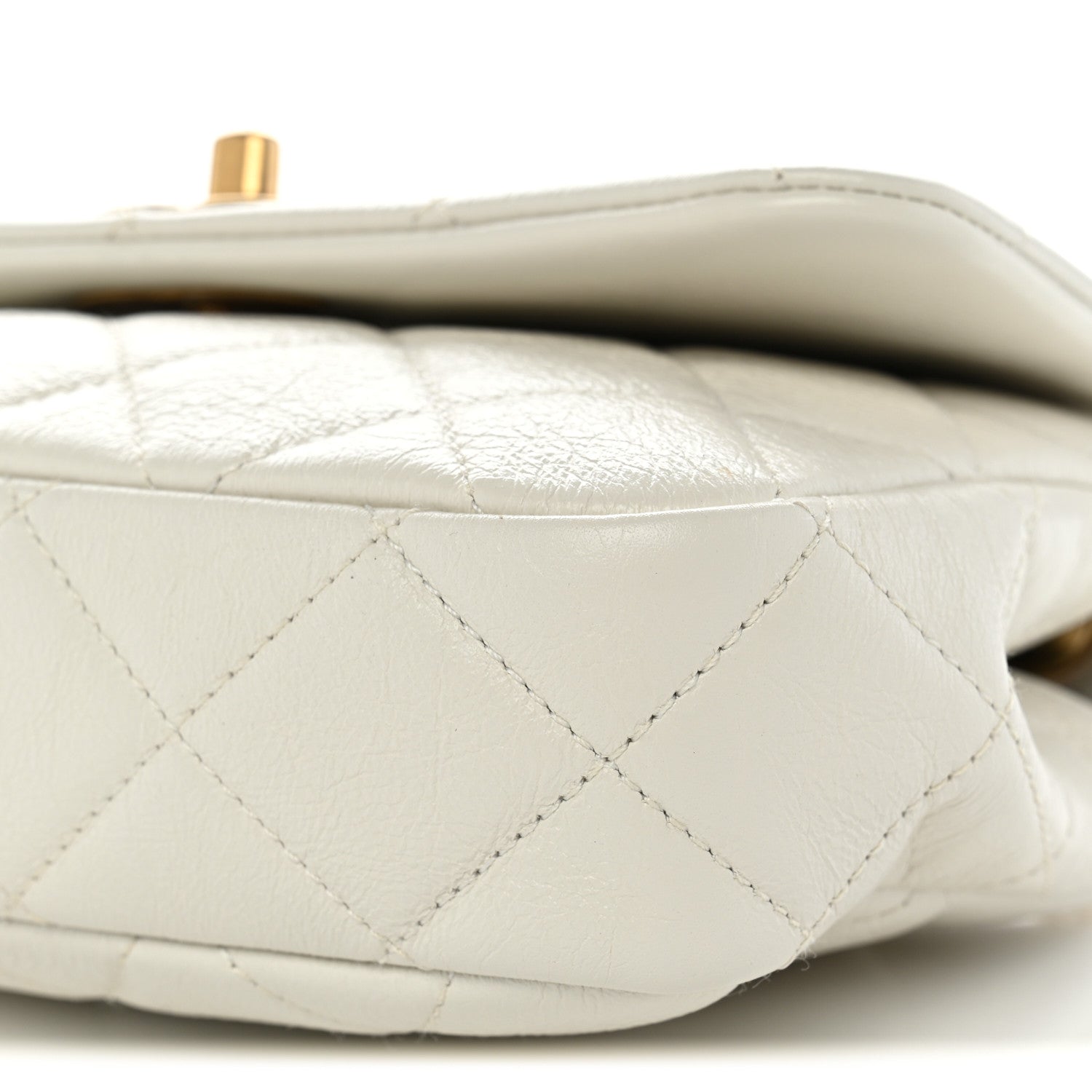 Chanel Glazed Calfskin Quilted Mini Pearl Side Flap White 10 of 10