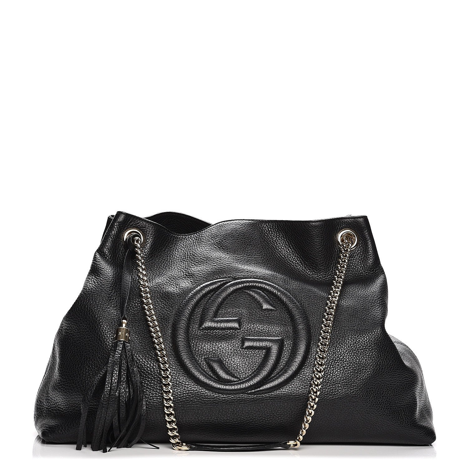 Gucci Pebbled Calfskin Large Soho Chain Shoulder Bag Black 1 of 12